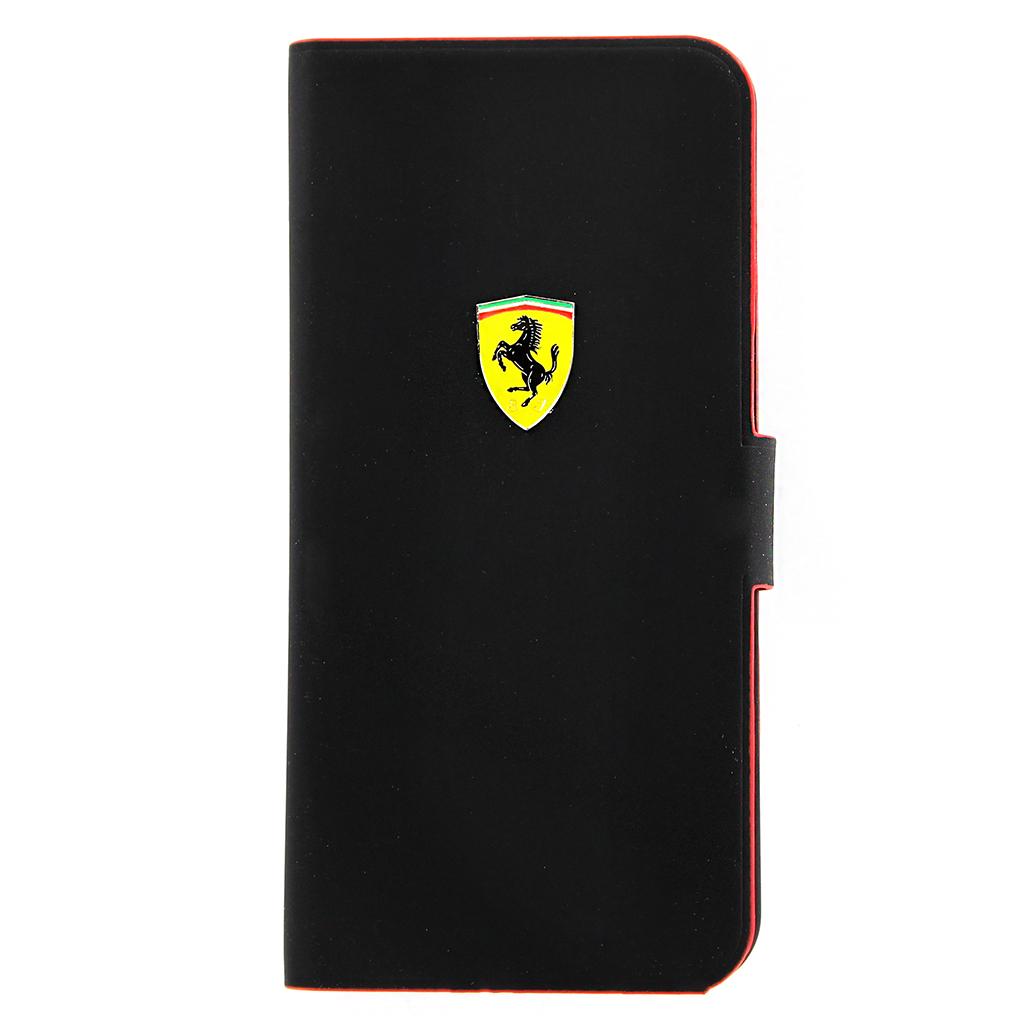 Кожен флип кейс за iPhone 5C - Ferrari Rubber Series Book-Flip-Case (черен) | JAR Computers Кожен флип кейс за iPhone 5C - Ferrari Rubber Series Book-Flip-Case (черен)