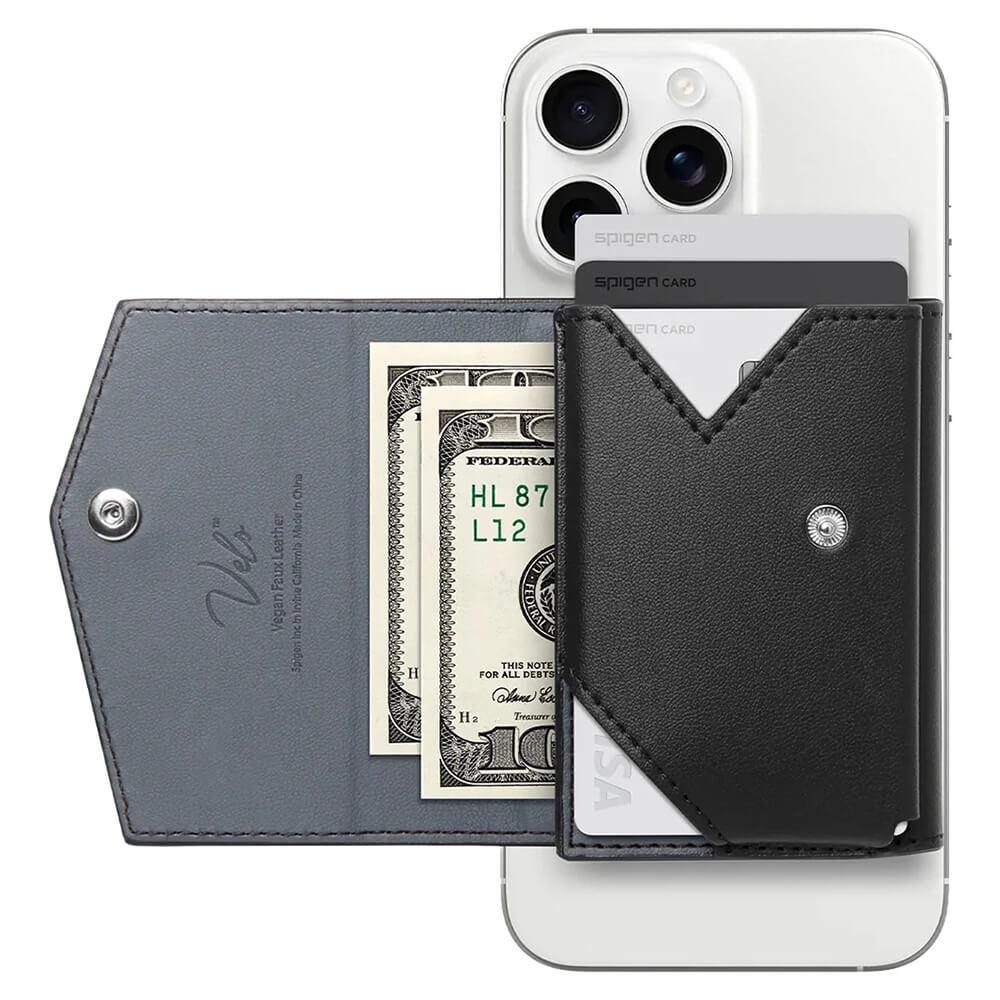 Кожен портфейл за прикрепяне към iPhone с MagSafe - Spigen Valentinus Pro MagSafe Wallet (черен) | JAR Computers Кожен портфейл за прикрепяне към iPhone с MagSafe - Spigen Valentinus Pro MagSafe Wallet (черен)