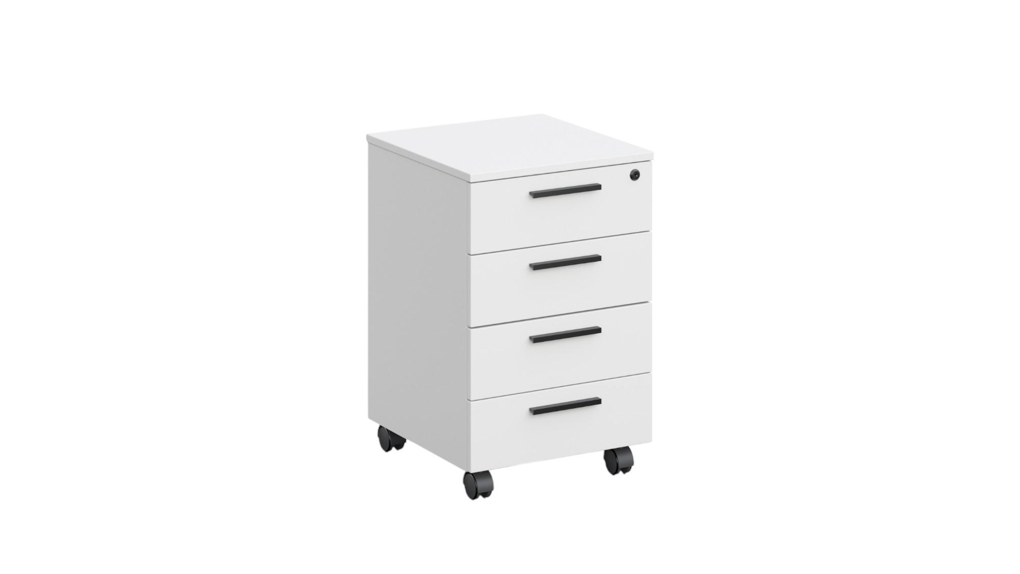 Контейнер за бюро RFG Monaco, с 4 чекмеджета, 400 х 500 х 620 mm, с ключ, ПДЧ, бяло
