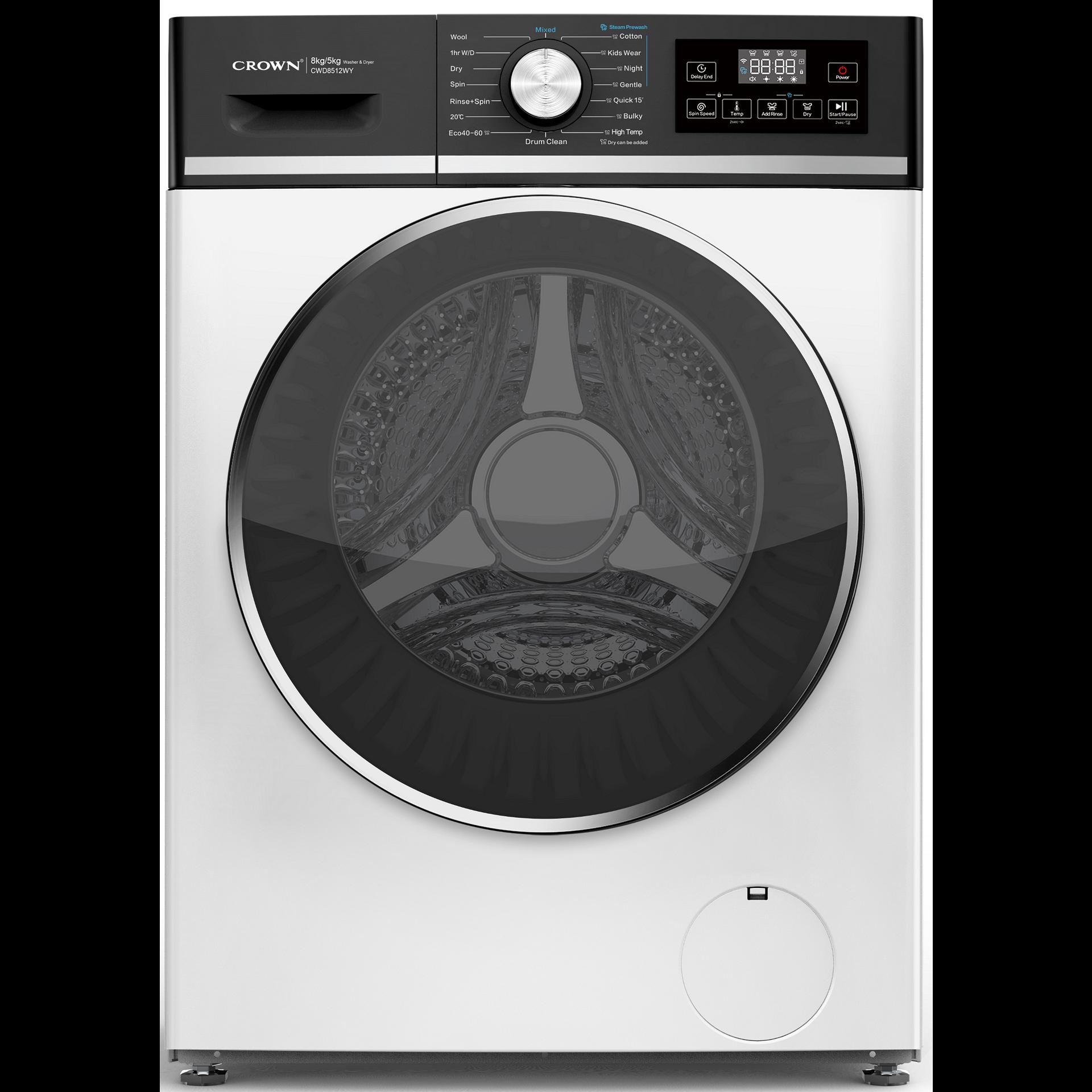 Пералня със сушилня Crown CWD8512WY , 1200 об./мин., 8.00 kg, 5 kg, A , Бял , E , E