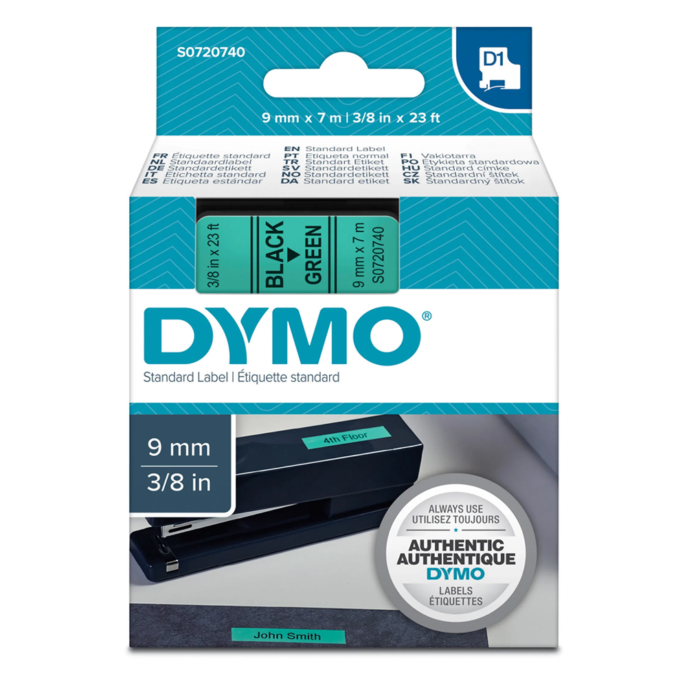 DYMO 40919 TAPE BLACK ON GREEN (S0720730) (DYMO40918) | JAR Computers DYMO 40919 TAPE BLACK ON GREEN (S0720730) (DYMO40918)