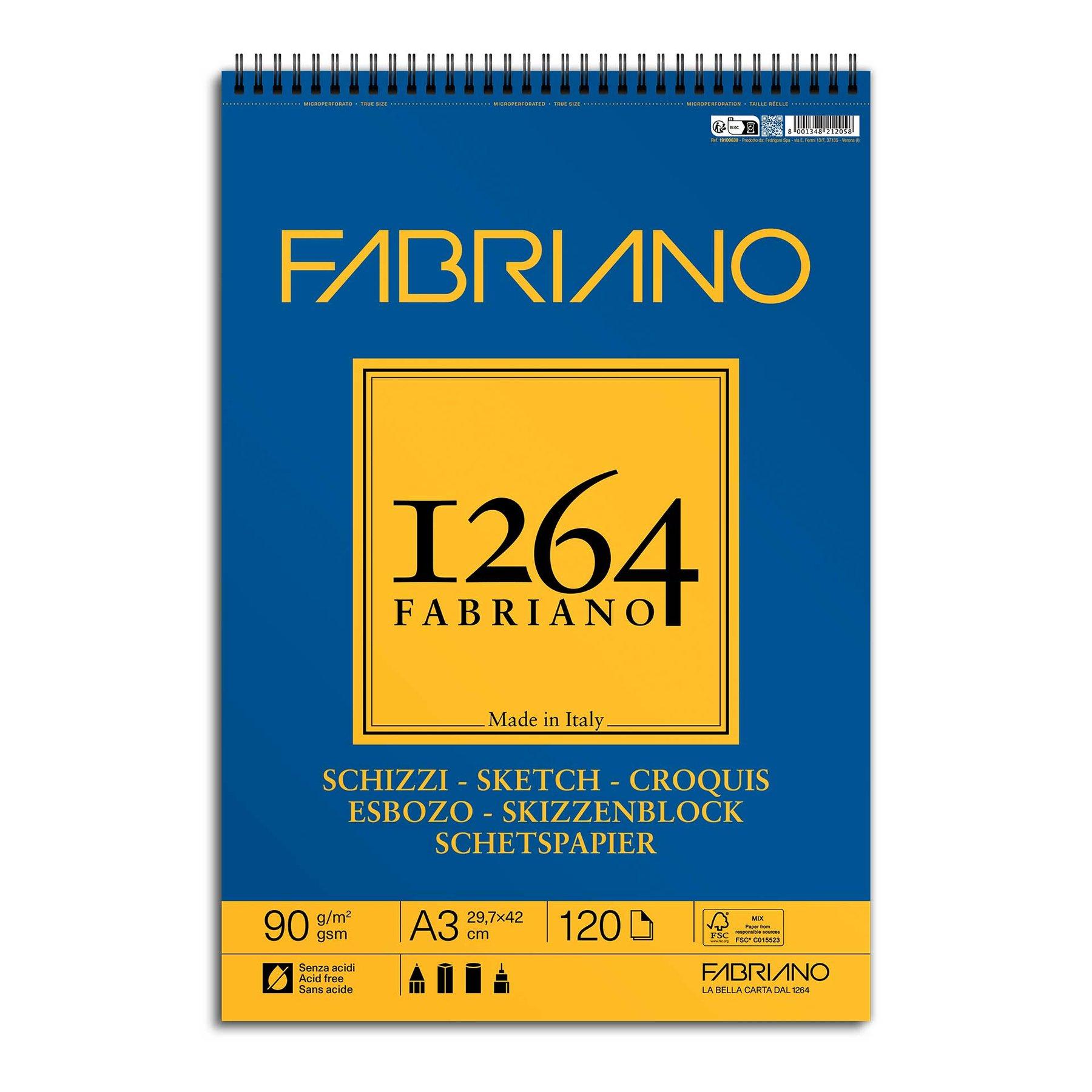 Fabriano Скицник за скициране, А3, 90 g/m2, гладка текстура, 120 листа | JAR Computers Fabriano Скицник за скициране, А3, 90 g/m2, гладка текстура, 120 листа