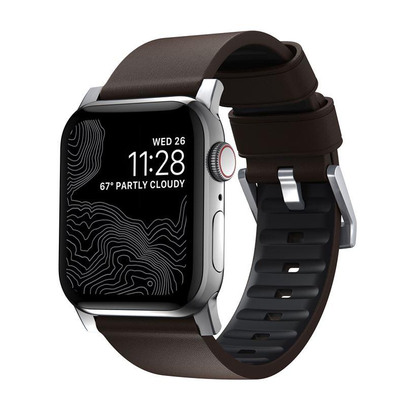 Кожена (естествена кожа) каишка за Apple Watch 42мм, 44мм, 45мм, 46мм, Ultra, Ultra 2 49мм - Nomad Active Band Pro (кафяв-сребрист) | JAR Computers Кожена (естествена кожа) каишка за Apple Watch 42мм, 44мм, 45мм, 46мм, Ultra, Ultra 2 49мм - Nomad Active Band Pro (кафяв-сребрист)