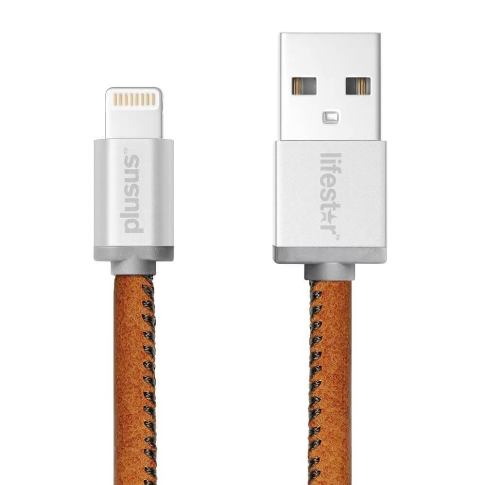 Ръчно изработен сертифициран Lightning кабел за iPhone, iPad и iPod (25см.) - PlusUs LifeStar Handcrafted Lightning Cable (сребрист-кафяв) | JAR Computers Ръчно изработен сертифициран Lightning кабел за iPhone, iPad и iPod (25см.) - PlusUs LifeStar Handcrafted Lightning Cable (сребрист-кафяв)