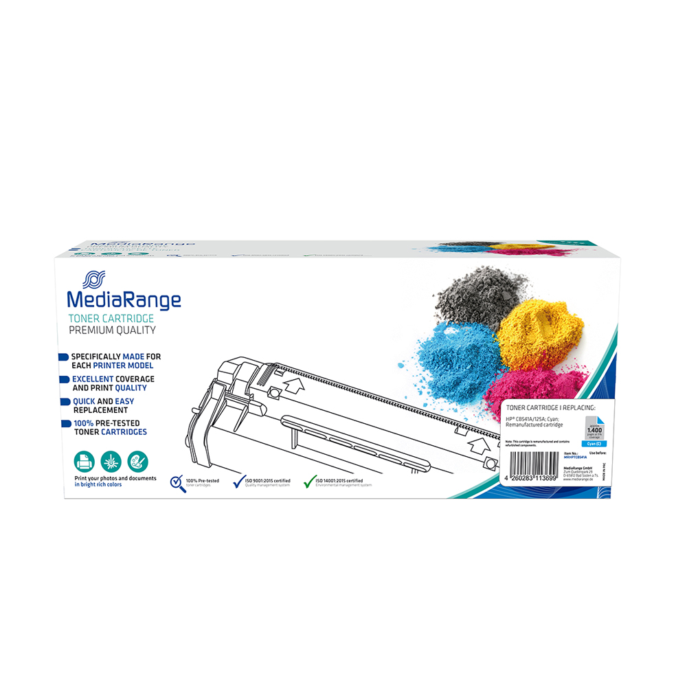 Toner MEDIARANGE Compatible for Printers HP (Cyan) (CB541A/125A)  (MRHPTCB541A)