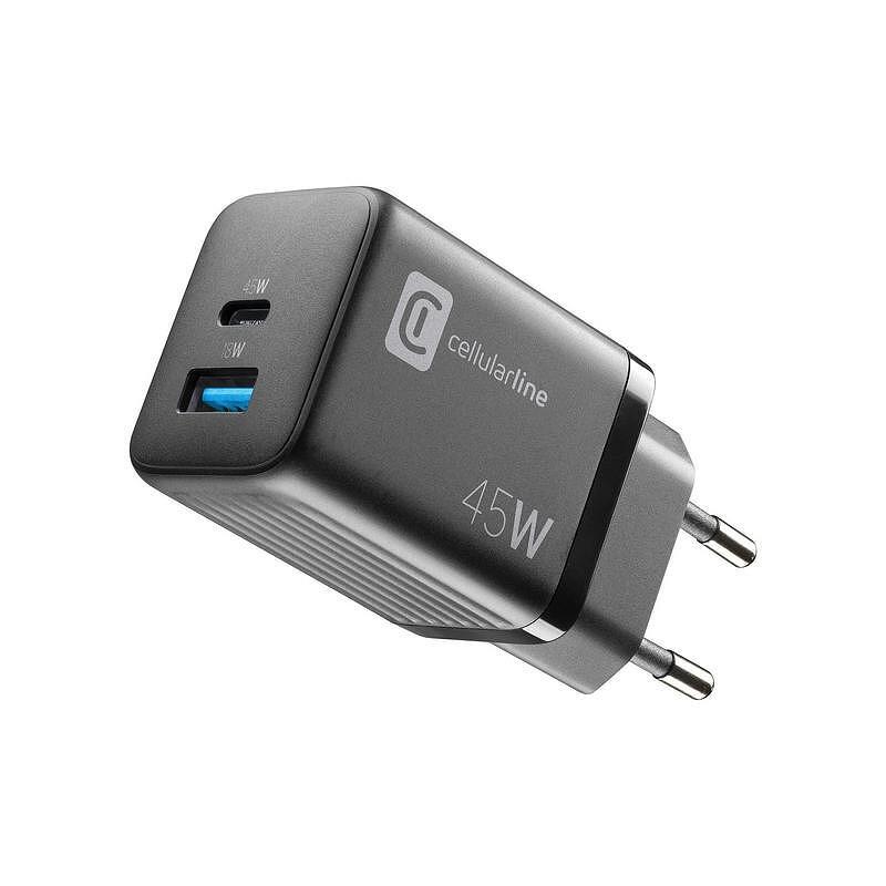 Зарядно устройство Cellularline 220V PD GaN USB, USB-C 45W | JAR Computers Зарядно устройство Cellularline 220V PD GaN USB, USB-C 45W
