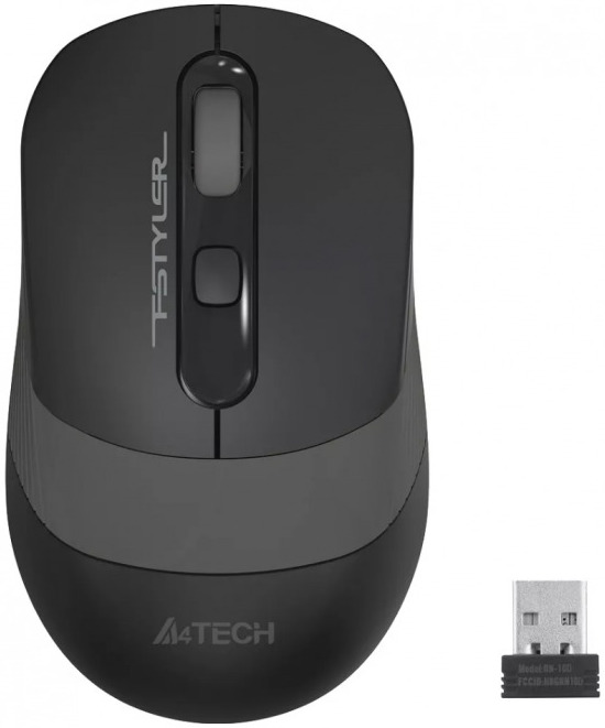 Мишка A4tech - FG10S Gray Fstyler Silent click, оптична, безжична, черна/сива