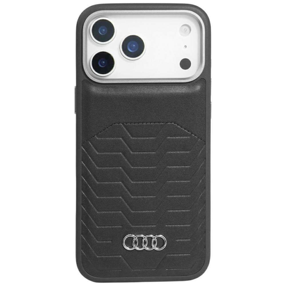 Дизайнерски кожен кейс с MagSafe за iPhone 17 Pro Max - Audi GT Synthetic Leather MagSafe Case (черен) | JAR Computers Дизайнерски кожен кейс с MagSafe за iPhone 17 Pro Max - Audi GT Synthetic Leather MagSafe Case (черен)