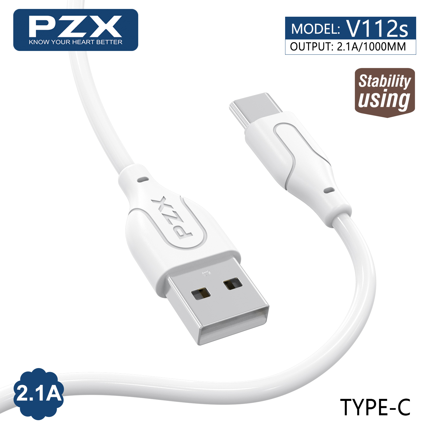 Кабел Type C PZX V112S 2.1A 1m | JAR Computers Кабел Type C PZX V112S 2.1A 1m