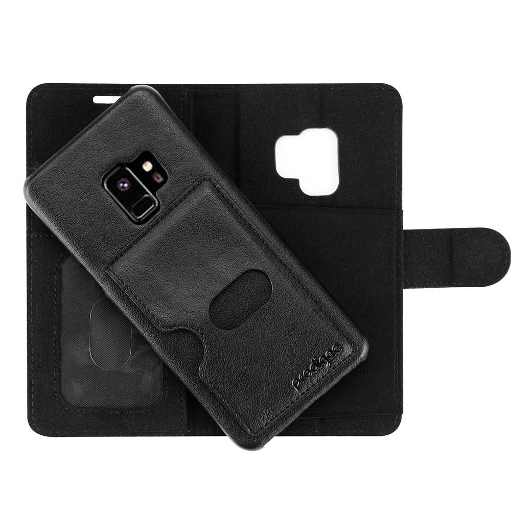 Кожен калъф, тип портфейл с отделящ се кейс и поставка за Samsung Galaxy S9 - Prodigee Wallegee Case (черен) | JAR Computers Кожен калъф, тип портфейл с отделящ се кейс и поставка за Samsung Galaxy S9 - Prodigee Wallegee Case (черен)