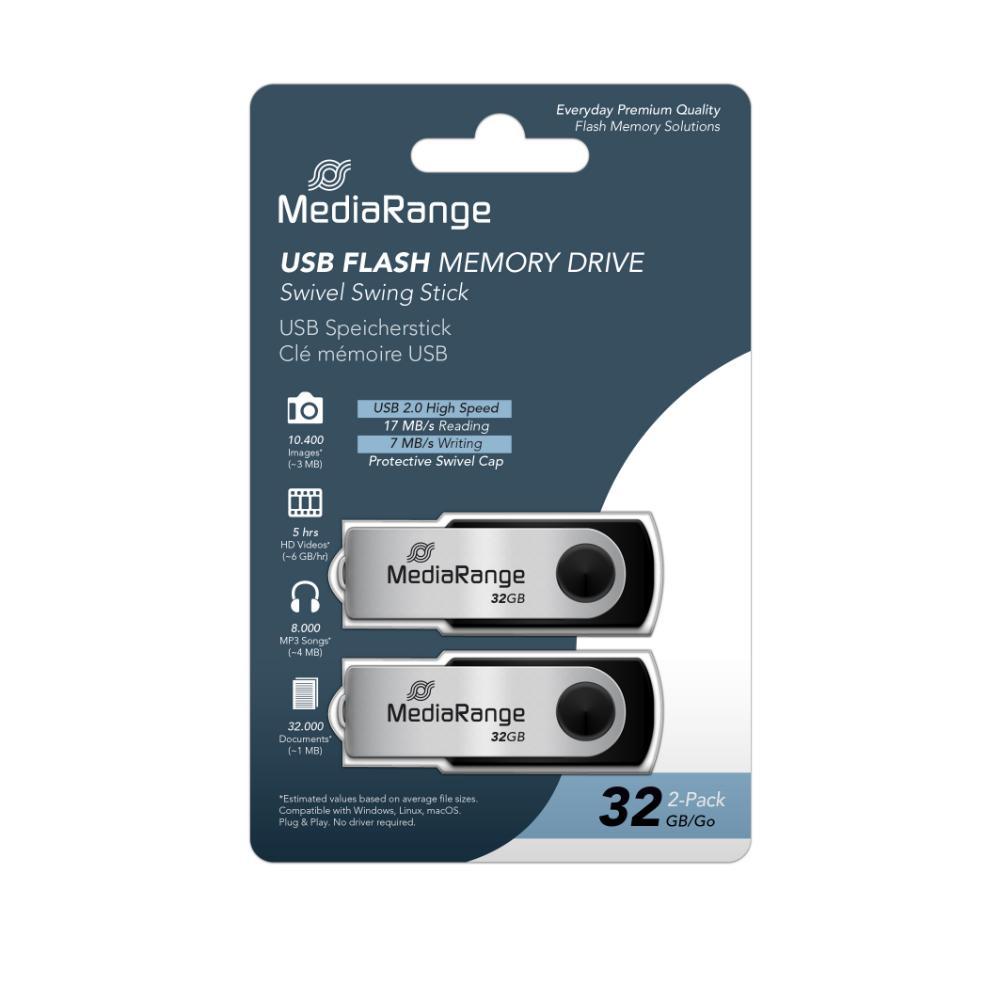 MediaRange USB flash drives, 32GB, Pack 2 (MR911-2) | JAR Computers MediaRange USB flash drives, 32GB, Pack 2 (MR911-2)