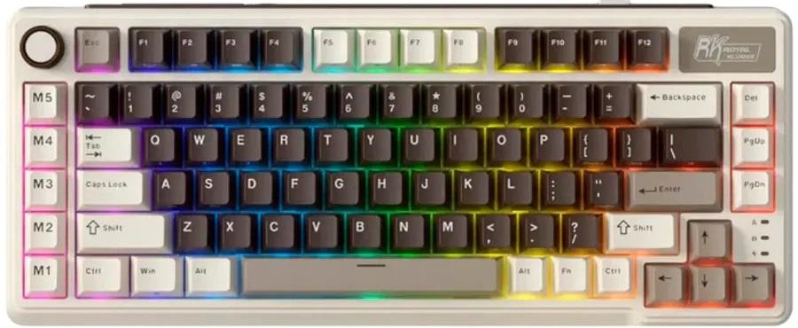 Механична клавиатура Royal Kludge – RK-L75, безжична, Cream, RGB, Grey | JAR Computers Механична клавиатура Royal Kludge – RK-L75, безжична, Cream, RGB, Grey