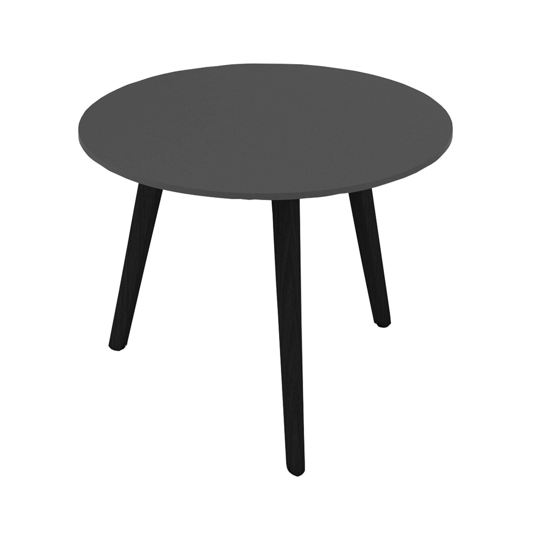 Ниска маса Narbutas Nova Wood, 700 x 700 х 480 mm, кръгъл плот, HPL плот светъл бук, черни дървени крака