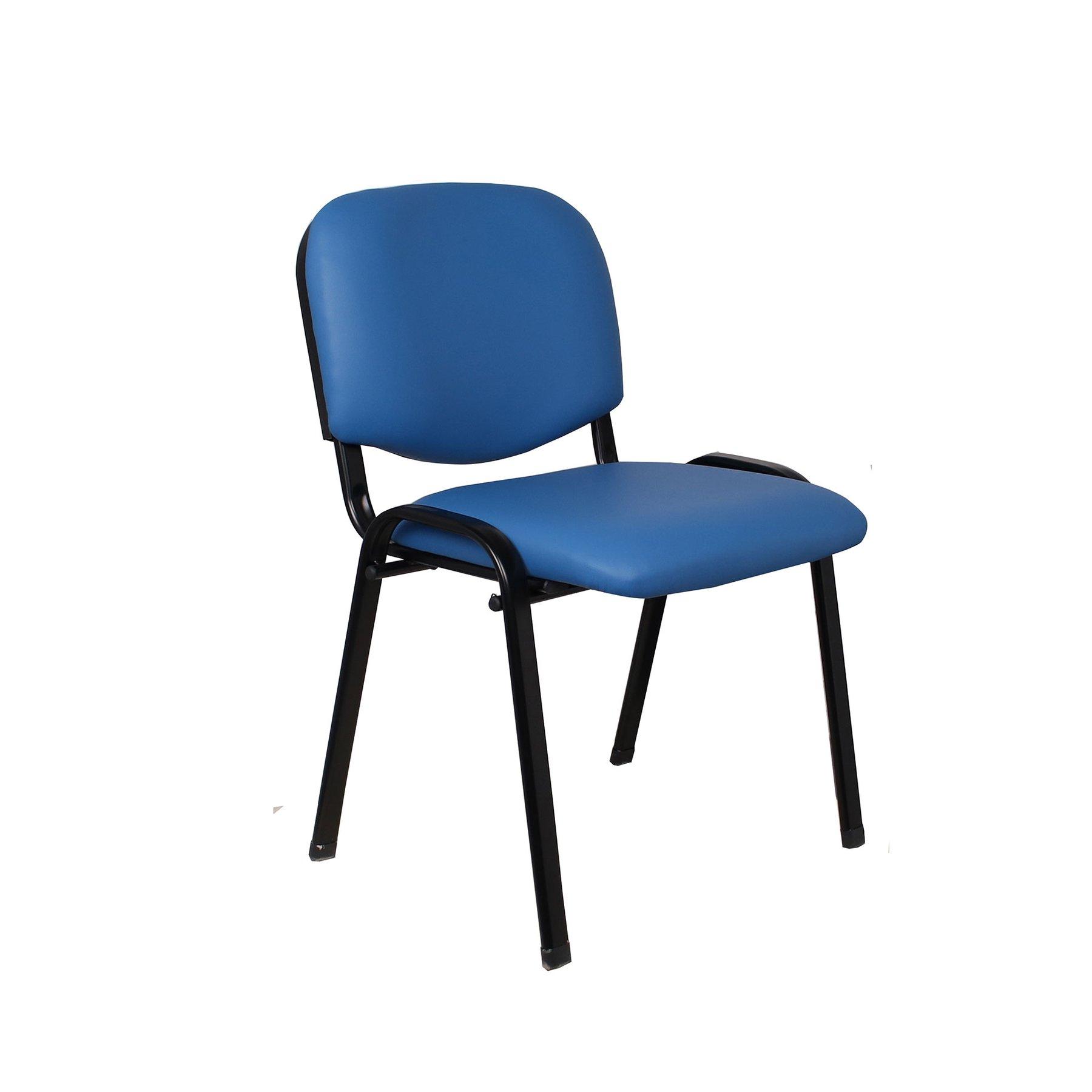 Посетителски стол Iso Iron Black, екокожа, метална основа, до 120 kg, син