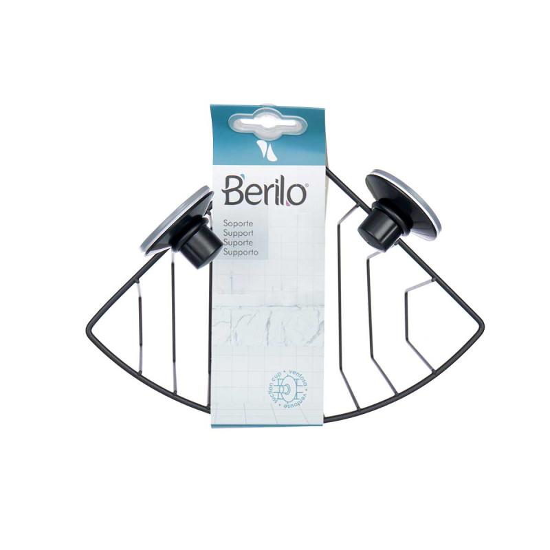 Поставка за баня Berilo, стенна, ъглова, метална, с вакуум, черен мат | JAR Computers Поставка за баня Berilo, стенна, ъглова, метална, с вакуум, черен мат