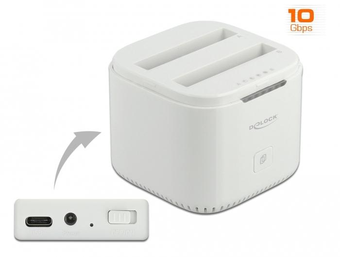 DeLOCK 63084 докинг станция за устройство за съхранение на данни USB 3.2 Gen 2 (3.1 Gen 2) Type-C Бяла | JAR Computers DeLOCK 63084 докинг станция за устройство за съхранение на данни USB 3.2 Gen 2 (3.1 Gen 2) Type-C Бяла