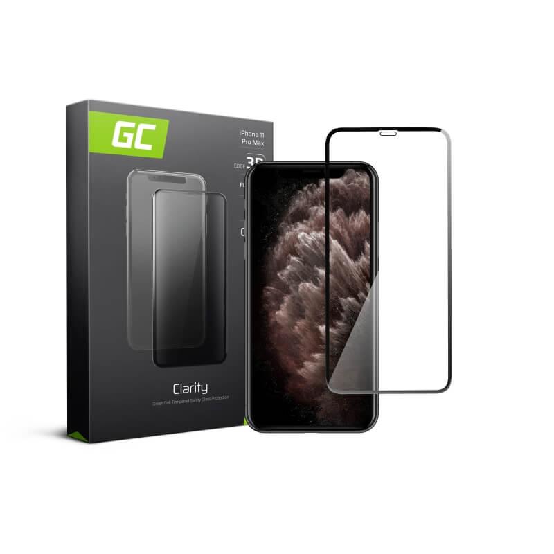 Калено стъклено защитно покритие за целия дисплей на iPhone 11 Pro Max, iPhone XS Max - Green Cell Clarity 3D Full Cover Glass (прозрачен-черен) | JAR Computers Калено стъклено защитно покритие за целия дисплей на iPhone 11 Pro Max, iPhone XS Max - Green Cell Clarity 3D Full Cover Glass (прозрачен-черен)