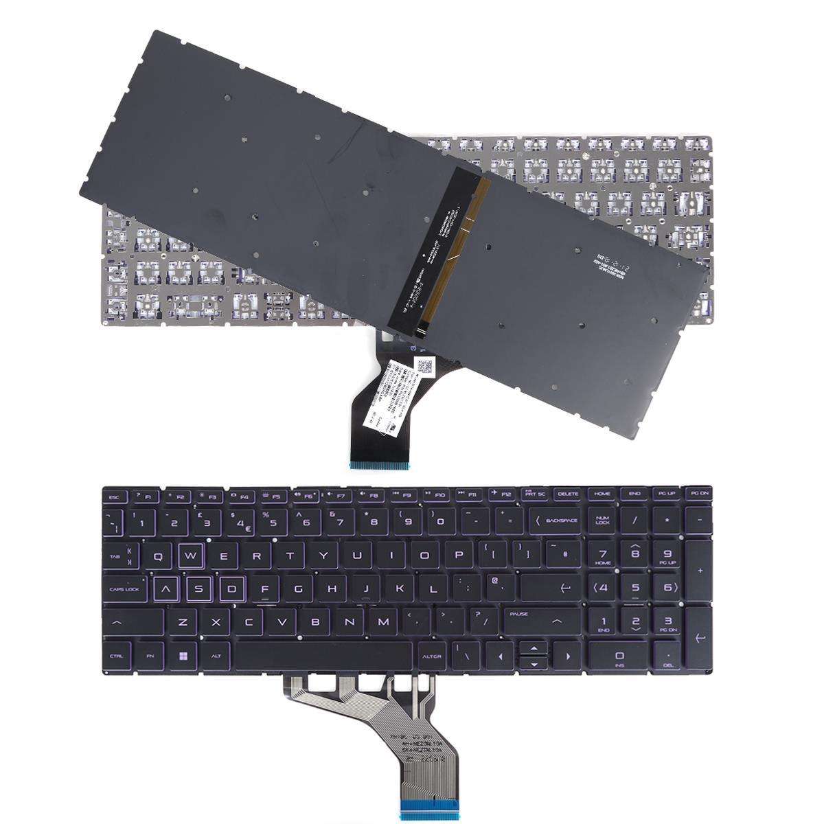 Клавиатура за лаптоп HP Pavilion 15-DA 250 255 G7 Черна Без Рамка (Малък Ентър) с Лилава Подсветка | JAR Computers Клавиатура за лаптоп HP Pavilion 15-DA 250 255 G7 Черна Без Рамка (Малък Ентър) с Лилава Подсветка