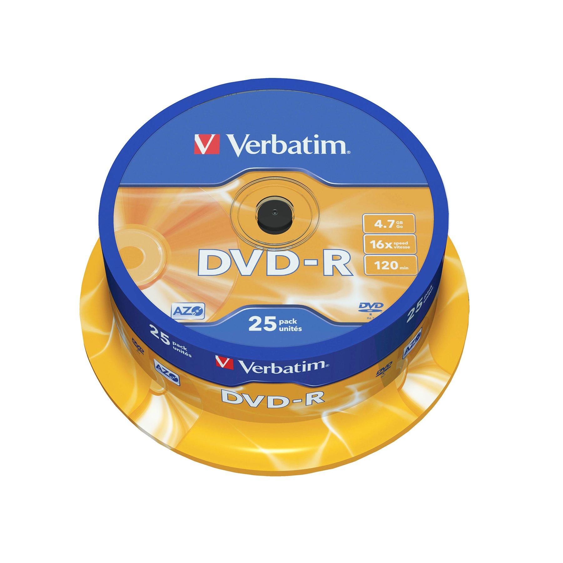 DVD-R Verbatim, 4.7 GB, 16x, AZO покритие, 25 броя в шпиндел | JAR Computers DVD-R Verbatim, 4.7 GB, 16x, AZO покритие, 25 броя в шпиндел
