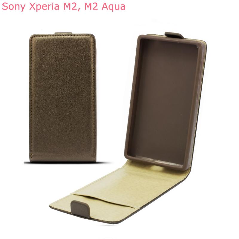 Вертикален кожен калъф с джоб за Sony Xperia M2, M2 Aqua - Leather Pocket Flip Case (кафяв) | JAR Computers Вертикален кожен калъф с джоб за Sony Xperia M2, M2 Aqua - Leather Pocket Flip Case (кафяв)