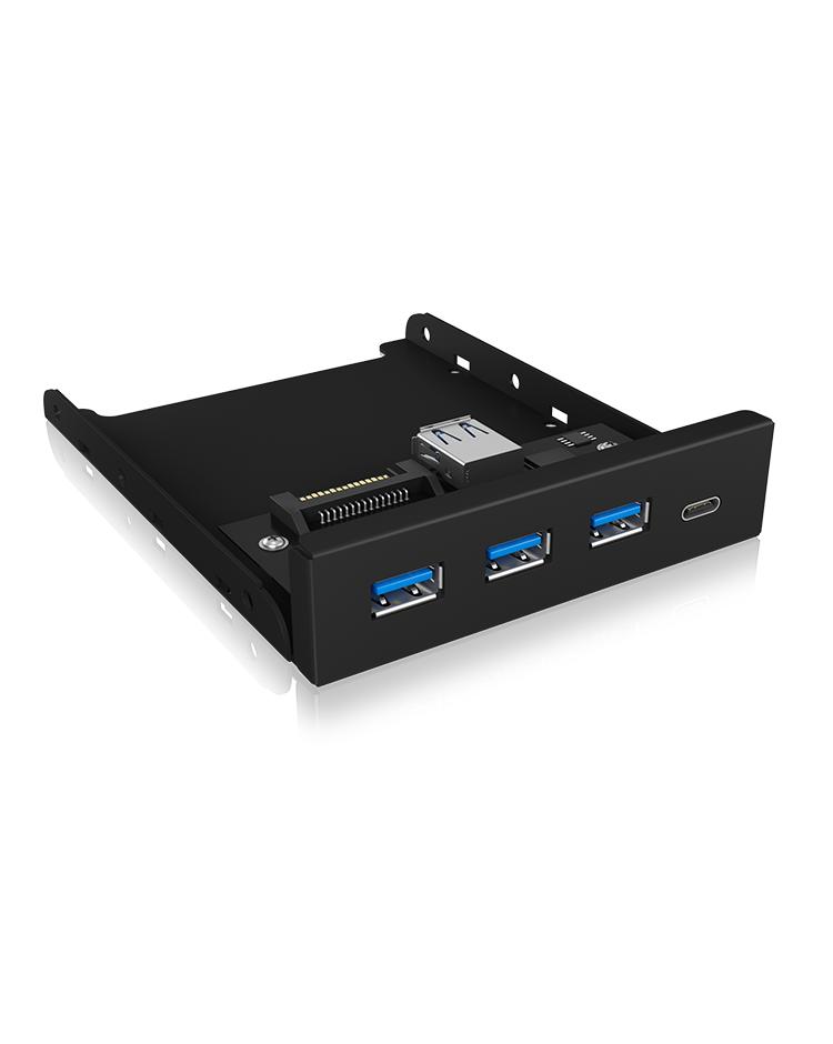 ICYBOX IB-HUB1418-i3 :: 4-портов хъб, USB 3.0 1xType-C+3xType-A, за 3, 5" преден панел 