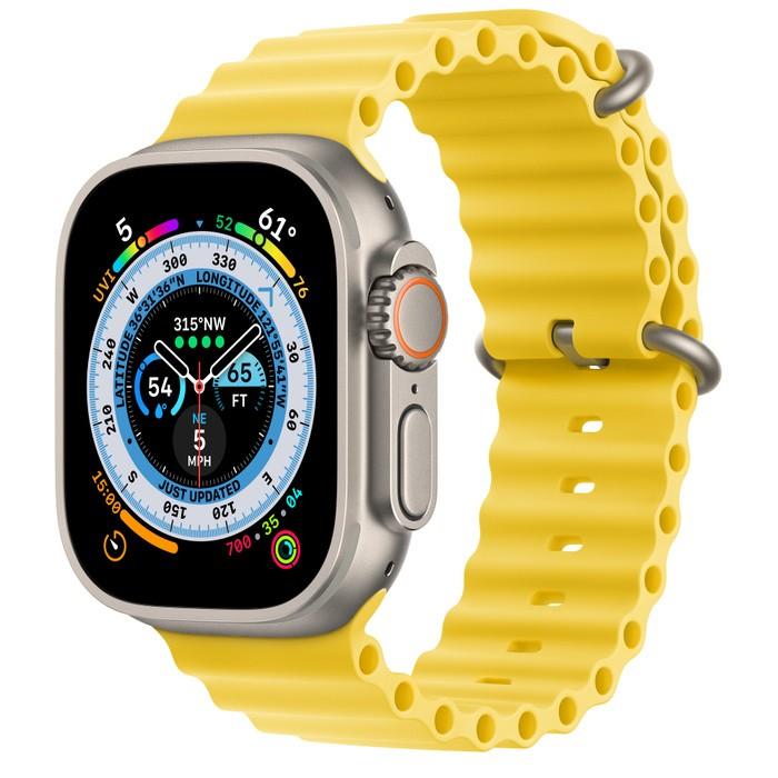 Умен часовник от Apple - Apple Watch Ultra Cellular, 49mm Titanium Case with Yellow Ocean Band | JAR Computers Умен часовник от Apple - Apple Watch Ultra Cellular, 49mm Titanium Case with Yellow Ocean Band