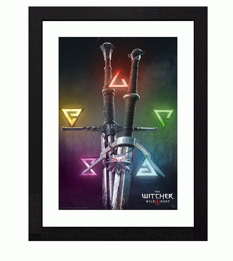 GBEYE THE WITCHER - Framed print &quot;Signs &amp; Swords&quot; (30x40)
