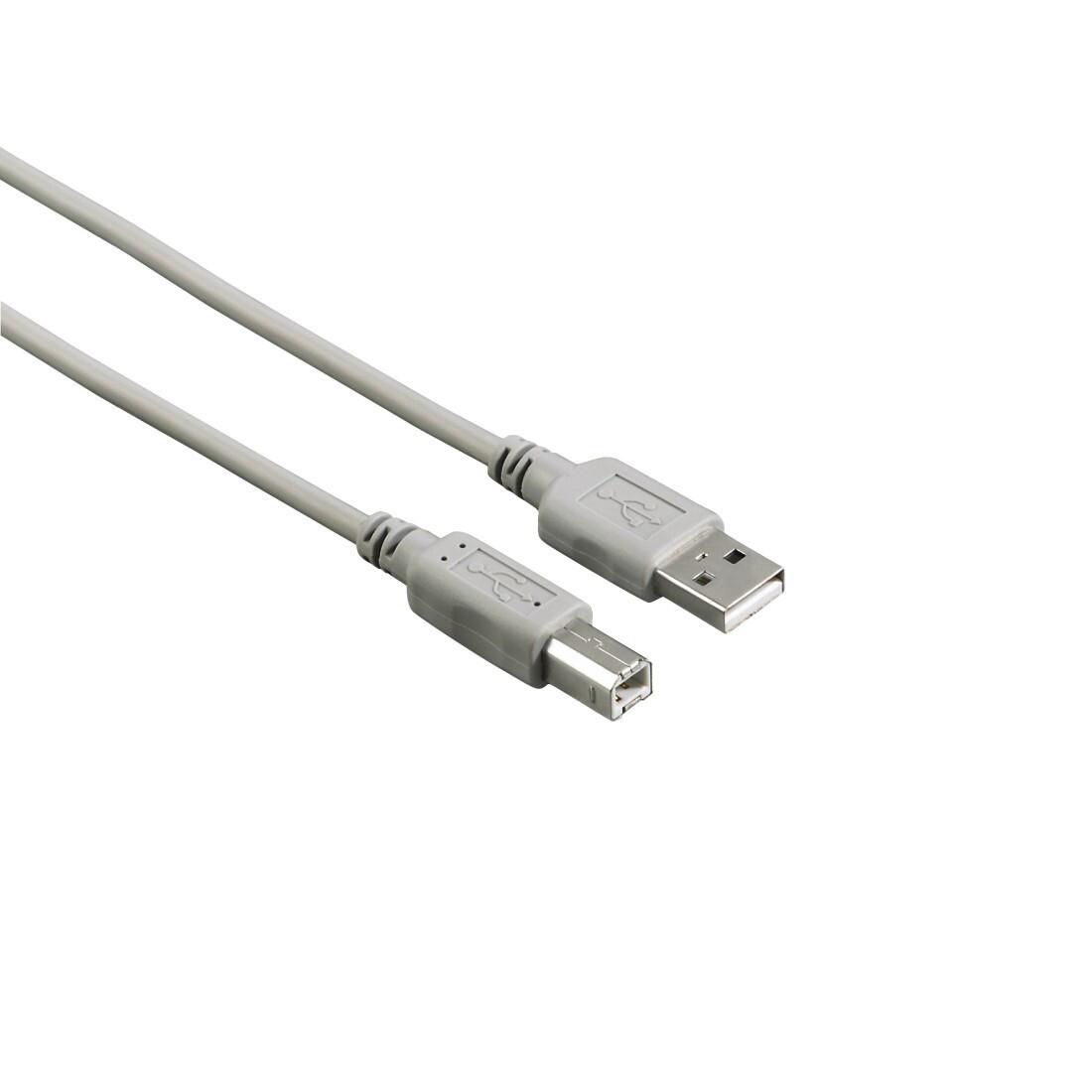 Hama 00200902 USB кабел USB 2.0 5 м USB A USB B 0,48 Гбит/с Сив