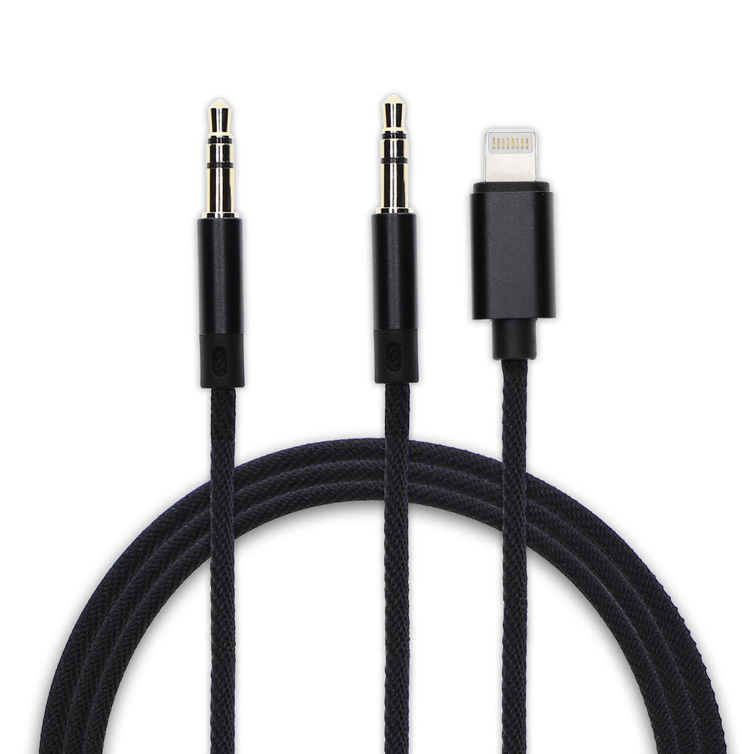 Кабел от Lightning и 3.5мм към 3.5 мм (1.2м) - 4smarts Lightning and 3.5mm AUX to 3.5mm Aux Audio Cable SoundCord 1.2m (черен) | JAR Computers Кабел от Lightning и 3.5мм към 3.5 мм (1.2м) - 4smarts Lightning and 3.5mm AUX to 3.5mm Aux Audio Cable SoundCord 1.2m (черен)