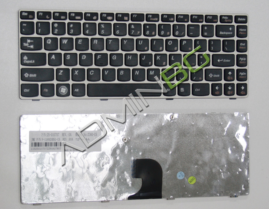 Клавиатура за лаптоп Lenovo Z360 Silver Frame Black | JAR Computers Клавиатура за лаптоп Lenovo Z360 Silver Frame Black
