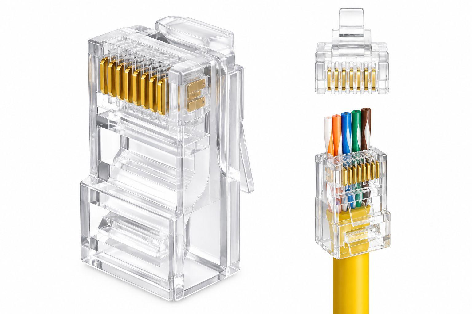 RJ45/8P8C конектор UTP Cat5e, pass-trough
