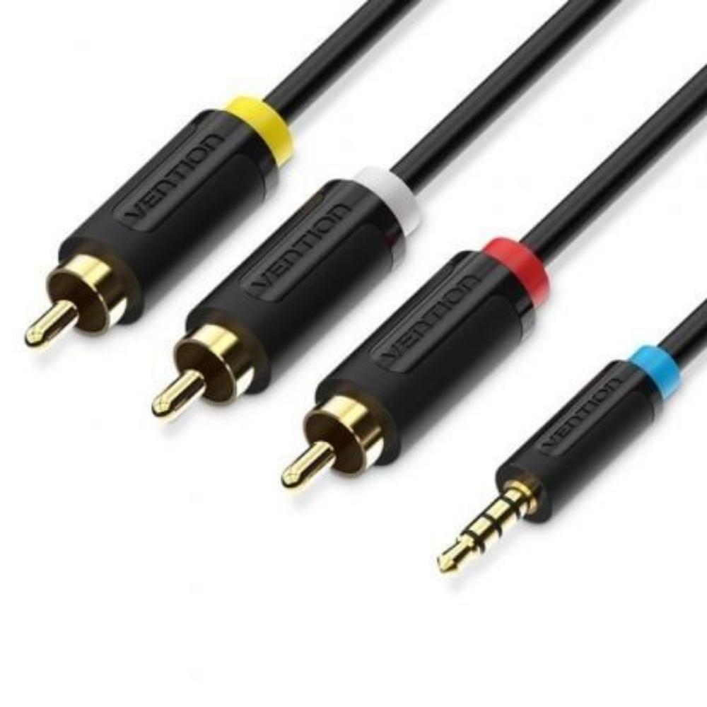 VENTION 3.5mm Male to 3RCA Male AV Cable 1.5M Black (BCBBG) (VENBCBBG) | JAR Computers VENTION 3.5mm Male to 3RCA Male AV Cable 1.5M Black (BCBBG) (VENBCBBG)
