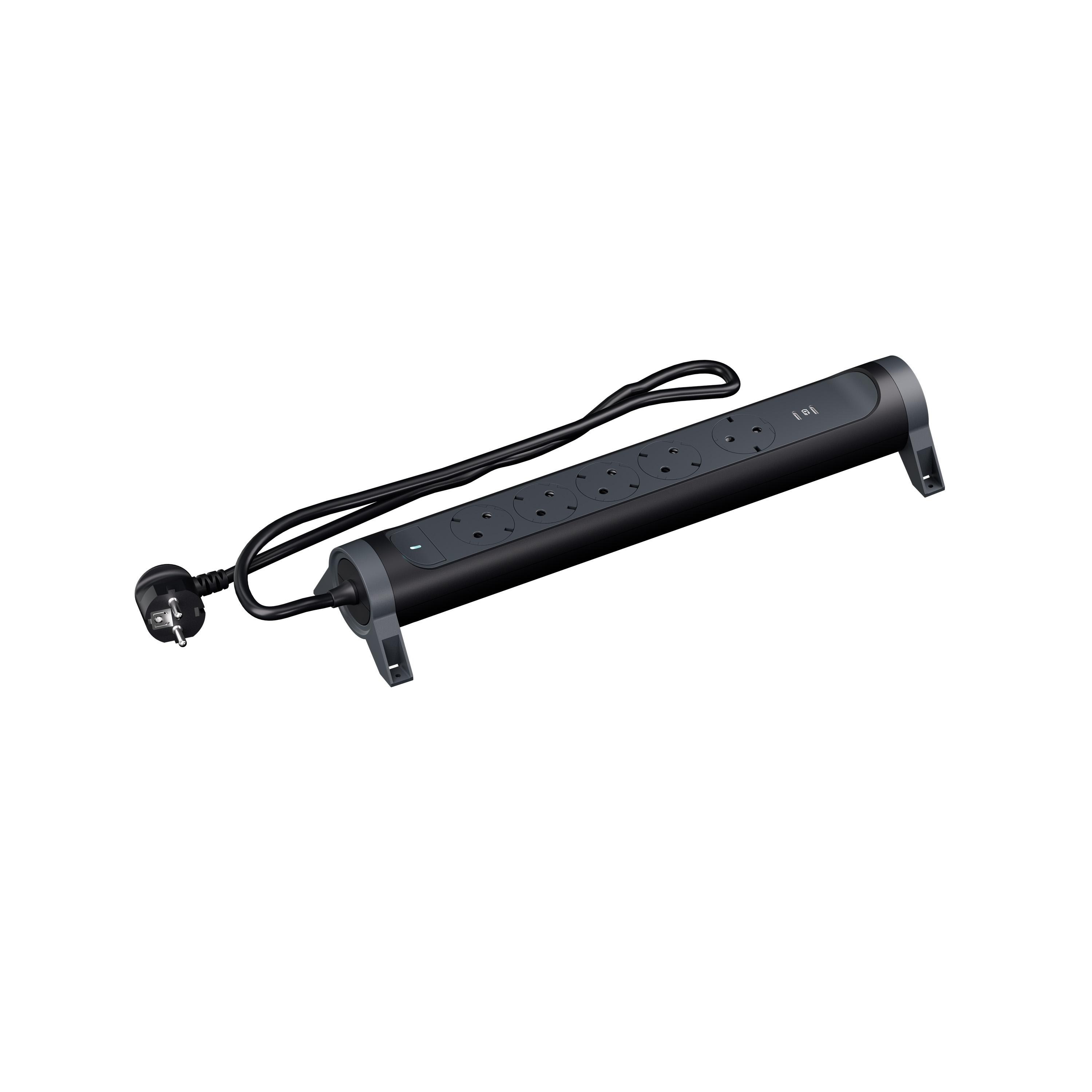 694442 Разклонител шуко 3X2P+E, USB C+C, 20W, кабел 1,5 м, черно, Legrand