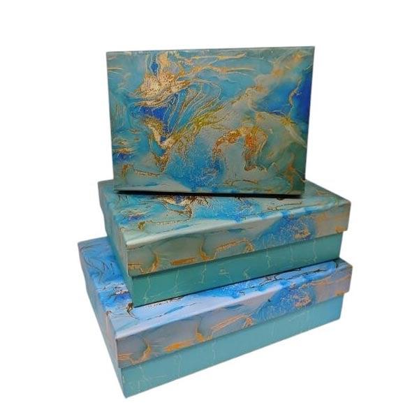 Подаръчна кутия, мраморен ефект, синя, 3 броя | JAR Computers Подаръчна кутия, мраморен ефект, синя, 3 броя