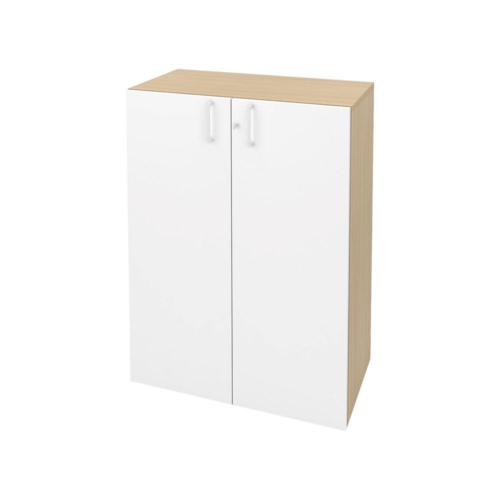Шкаф Narbutas Choice, 800 x 420 x 1075 mm, ПДЧ 18 mm, корпус с избелен дъб, бели врати с бяла правоъгълна дръжка