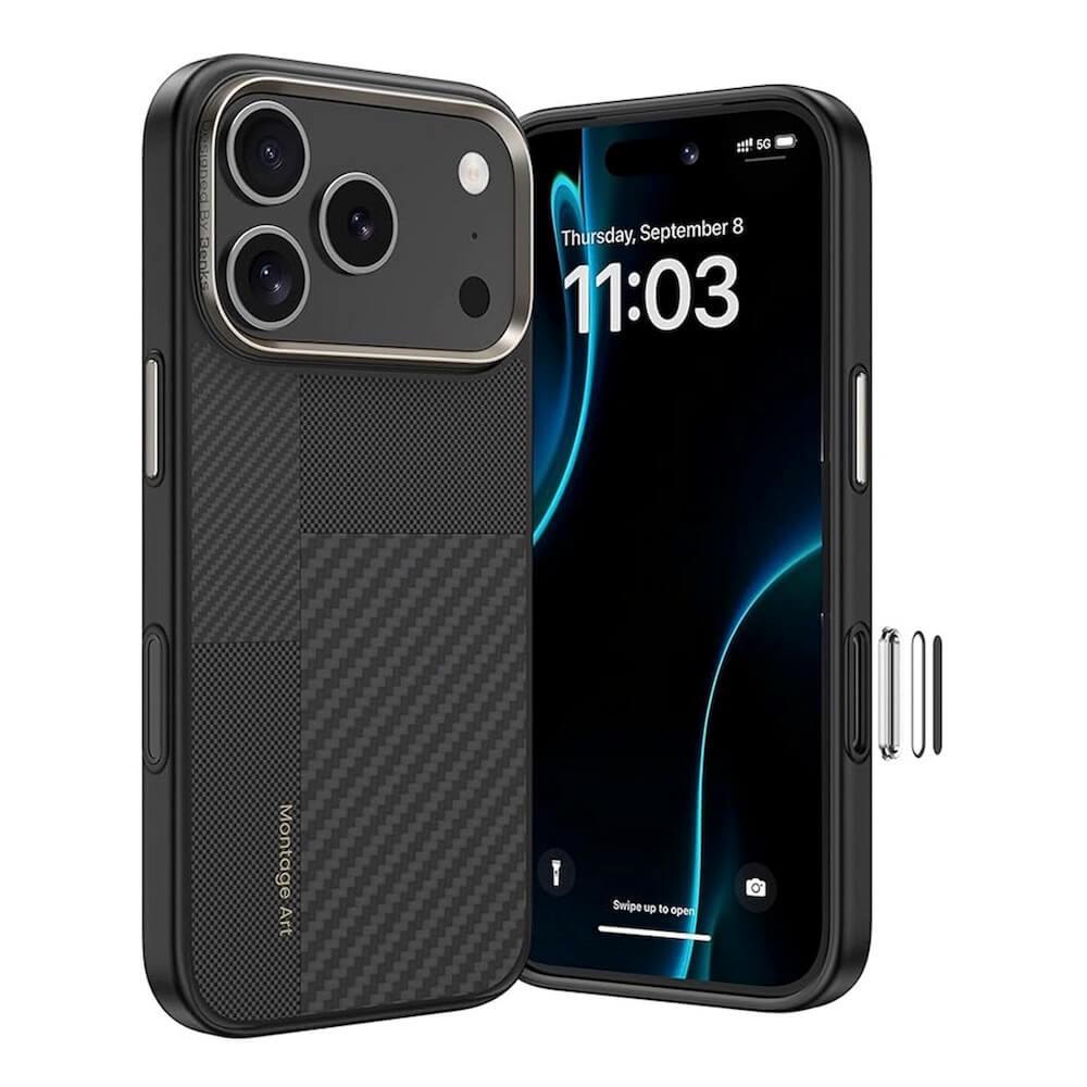 Удароустойчив кевларен кейс с MagSafe за iPhone 17 Pro - Benks Magnetic Armor Pro Montage Kevlar Metal Frame Camera Control Case 600D and 1500D (черен) | JAR Computers Удароустойчив кевларен кейс с MagSafe за iPhone 17 Pro - Benks Magnetic Armor Pro Montage Kevlar Metal Frame Camera Control Case 600D and 1500D (черен)
