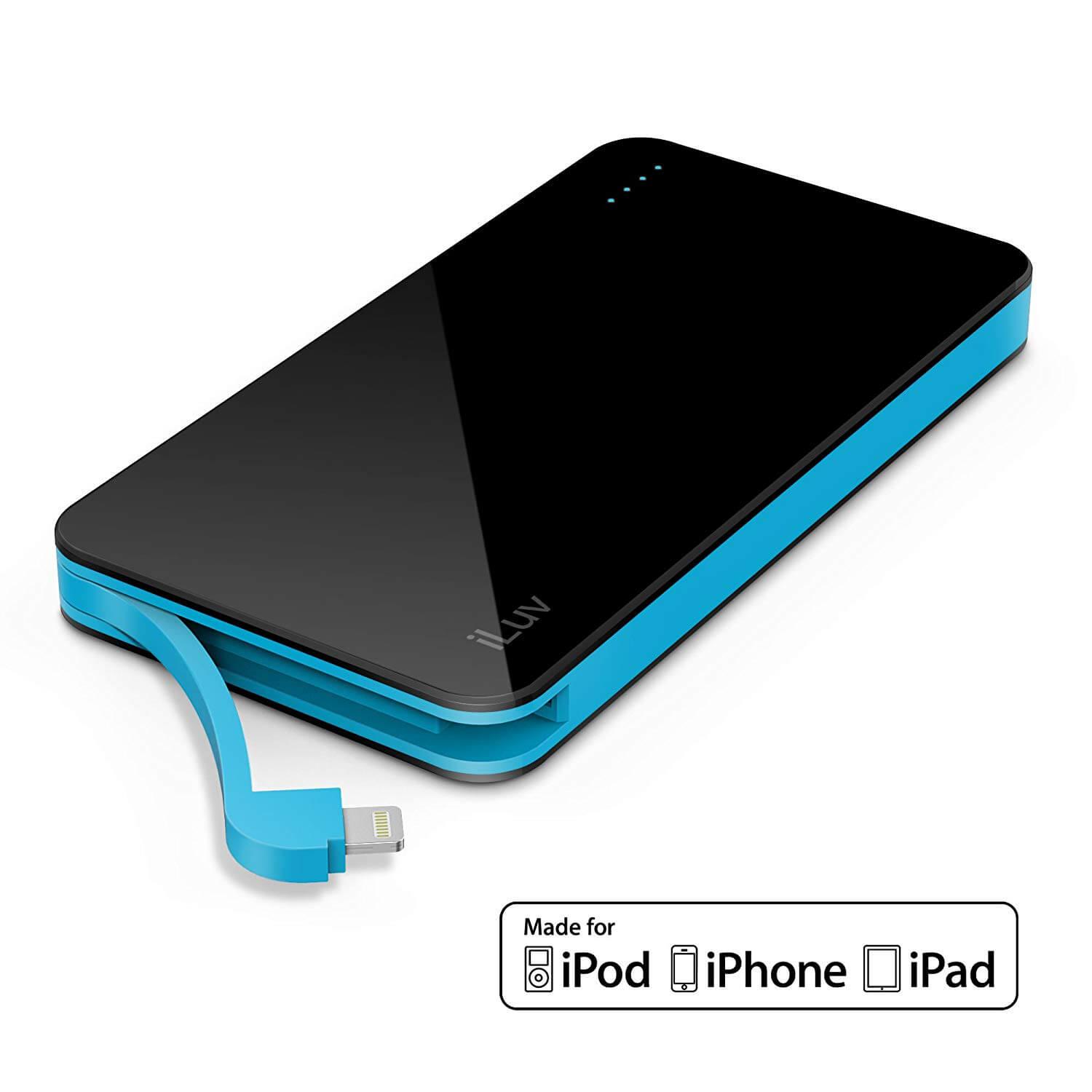 Външна батерия 5000mAh с USB изход и вграден Lightning кабел за смартфони и таблети - iLuv myPower 50L (черен) | JAR Computers Външна батерия 5000mAh с USB изход и вграден Lightning кабел за смартфони и таблети - iLuv myPower 50L (черен)