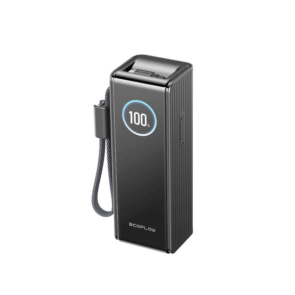 Външна батерия с вградени 2xUSB-C кабели и USB-C, USB-A портове и технология за бързо зареждане - EcoFlow Rapid Power Bank With Built-In Retractable Cables 25000 mAh 170W (черен) | JAR Computers Външна батерия с вградени 2xUSB-C кабели и USB-C, USB-A портове и технология за бързо зареждане - EcoFlow Rapid Power Bank With Built-In Retractable Cables 25000 mAh 170W (черен)