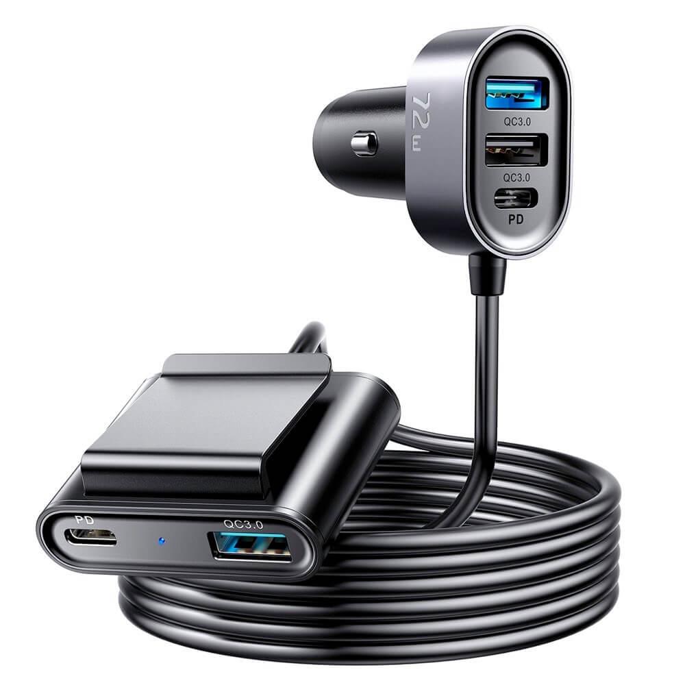 Зарядно за кола с 2xUSB-C и 3xUSB-A изходи за мобилни устройства - Joyroom Multiport 5-in-1 Fast Car Charger 78W (черен) | JAR Computers Зарядно за кола с 2xUSB-C и 3xUSB-A изходи за мобилни устройства - Joyroom Multiport 5-in-1 Fast Car Charger 78W (черен)