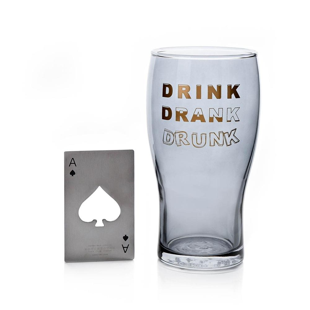 Чаша за бира Hotchpotch Orion - Drink Drank Drink и отварачка