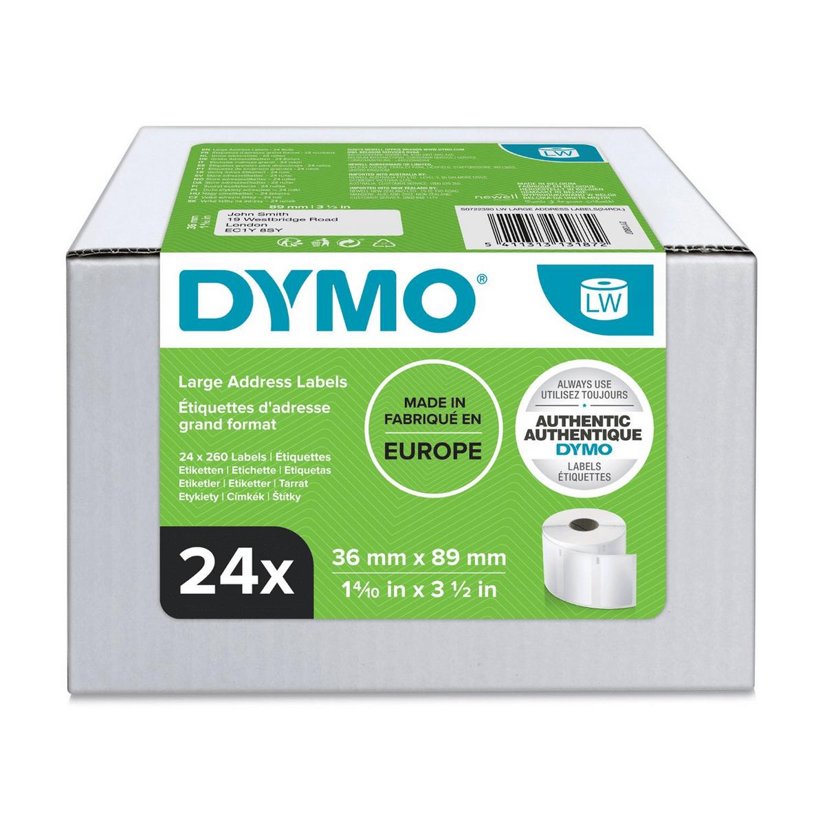 Етикети за адреси за етикетни принтери Dymo Label 13187 / S0722390 - White - 36 x 89 мм - 24-Pack - PN S0722390 | JAR Computers Етикети за адреси за етикетни принтери Dymo Label 13187 / S0722390 - White - 36 x 89 мм - 24-Pack - PN S0722390