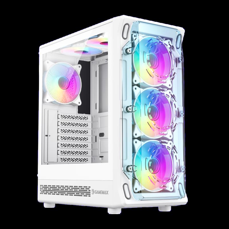 GameMax Computer Case Starlight 2 White Premium Mid Tower ATX PC Case, unique airflow | JAR Computers GameMax Computer Case Starlight 2 White Premium Mid Tower ATX PC Case, unique airflow