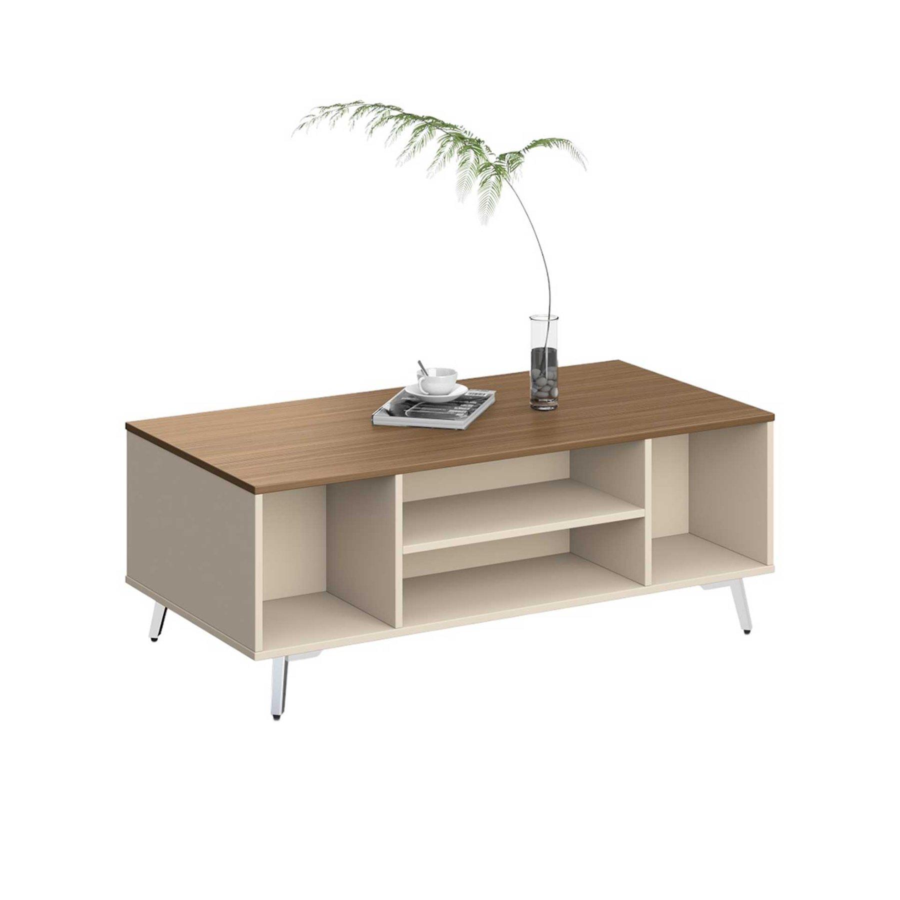 Ниска маса RFG Paris, 1200 х 600 х 450 mm, правоъгълен плот, ПДЧ 25 mm, орех и сиво