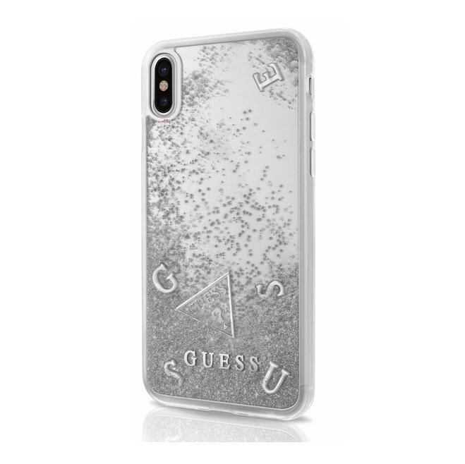 Дизайнерски кейс с висока защита за iPhone X, iPhone XS - Guess Glitter Hard Case (сребрист) | JAR Computers Дизайнерски кейс с висока защита за iPhone X, iPhone XS - Guess Glitter Hard Case (сребрист)