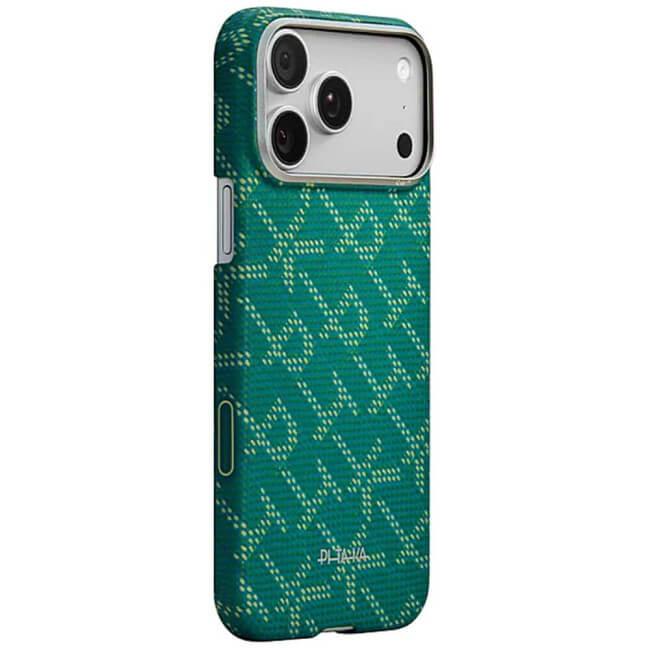 Кевларен кейс с MagSafe за iPhone 17 Pro Max - Pitaka Monogram Gold-Green Ultra Slim Aramid Fiber Case | JAR Computers Кевларен кейс с MagSafe за iPhone 17 Pro Max - Pitaka Monogram Gold-Green Ultra Slim Aramid Fiber Case