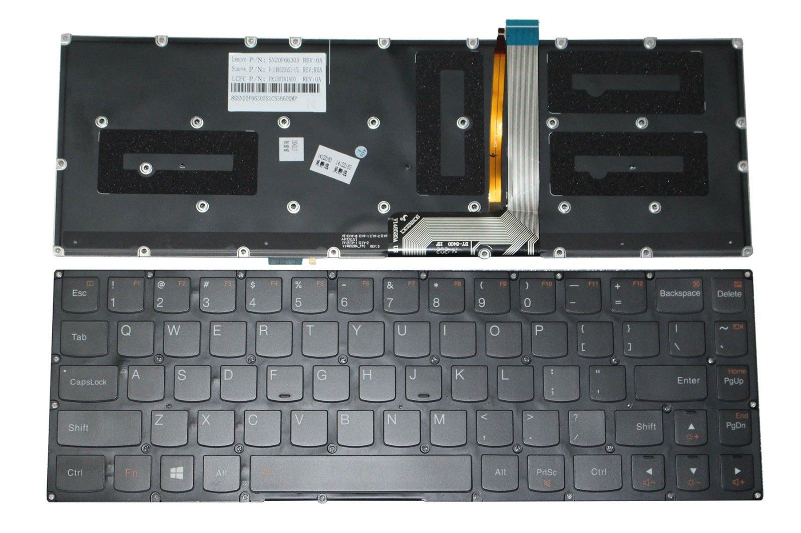 Клавиатура за лаптоп Lenovo IdeaPad Yoga 3 Pro - Without Frame Black Backlit US / Черна Без Рамка с Подсветка (Малък Ентър)