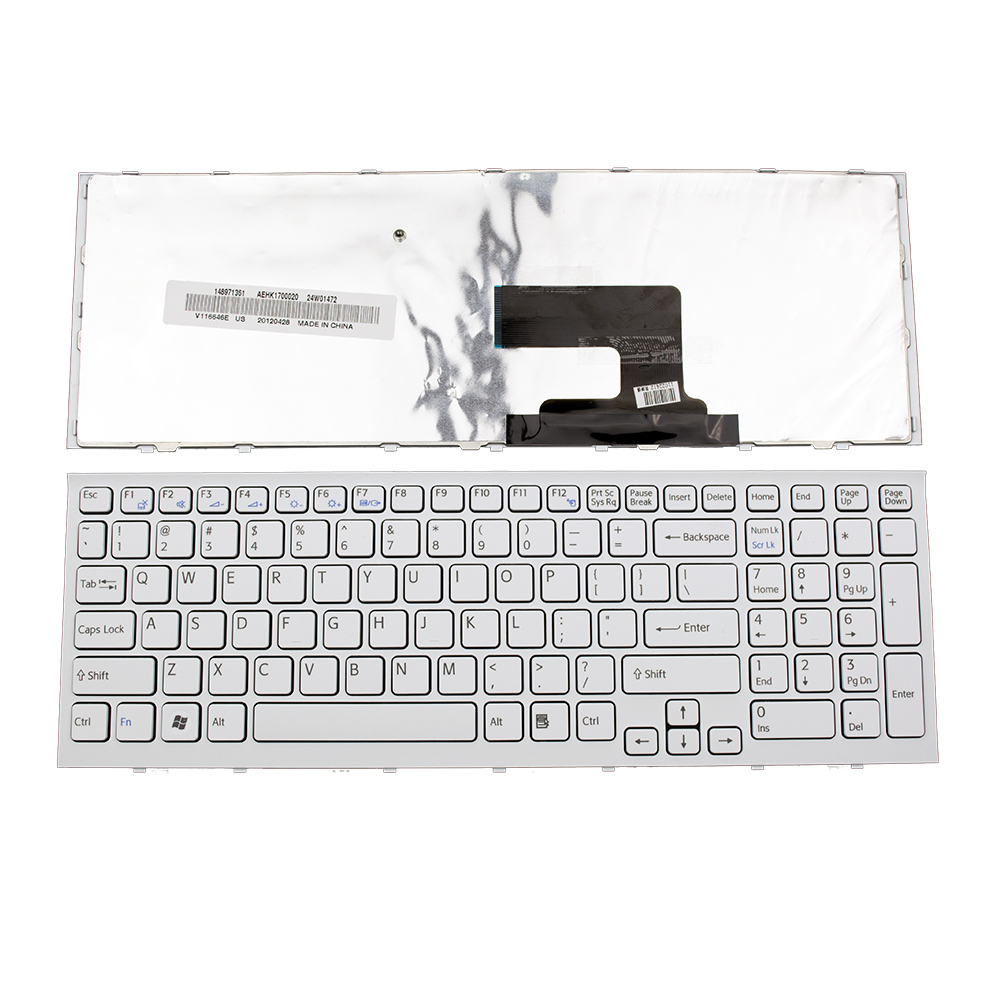 Клавиатура за лаптоп Sony Vaio VPC-EH Бяла с Бяла Рамка / White Frame White