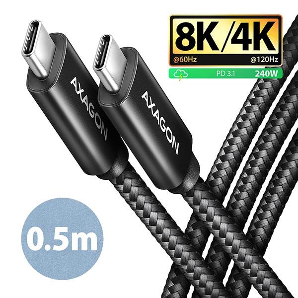 Cable USB4 C-C, M/M, 0.5m, 8K,AXAGON BUCM4X-CM05AB | JAR Computers Cable USB4 C-C, M/M, 0.5m, 8K,AXAGON BUCM4X-CM05AB