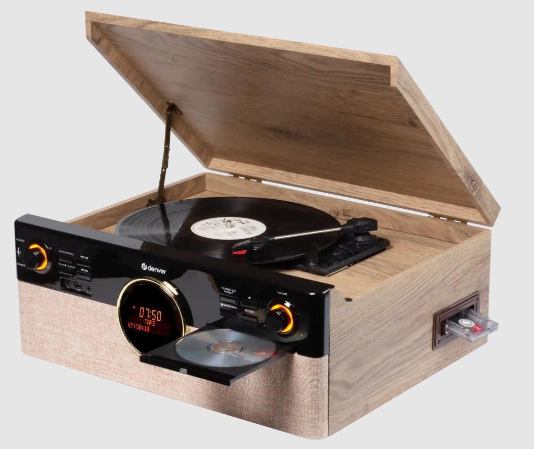 Denver Музикален център с грамофон, DAB, FM, CD плейър, Bluetooth и касетофон MRD-180 | JAR Computers Denver Музикален център с грамофон, DAB, FM, CD плейър, Bluetooth и касетофон MRD-180