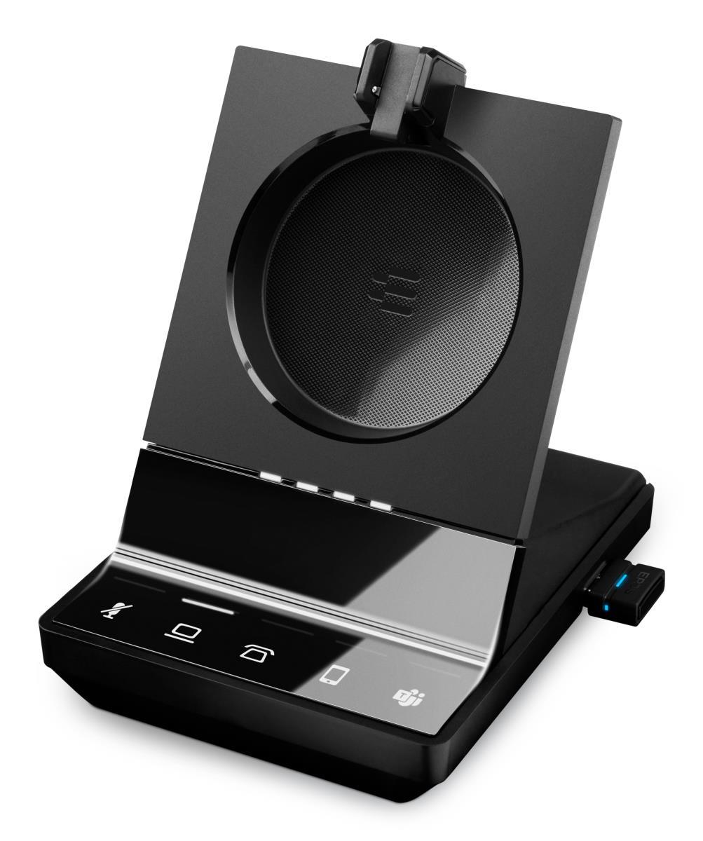 EPOS IMPACT SDW 5066T стерео DECT слушалки с тройна свързаност, базова станция, Microsoft Teams, BTD 800 Bluetooth донгъл, черен | JAR Computers EPOS IMPACT SDW 5066T стерео DECT слушалки с тройна свързаност, базова станция, Microsoft Teams, BTD 800 Bluetooth донгъл, черен